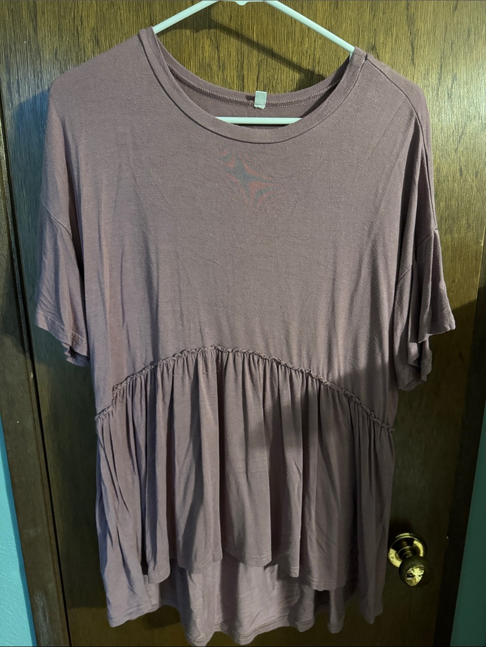 Women's Mauve Peplum Short-Sleeve Top
